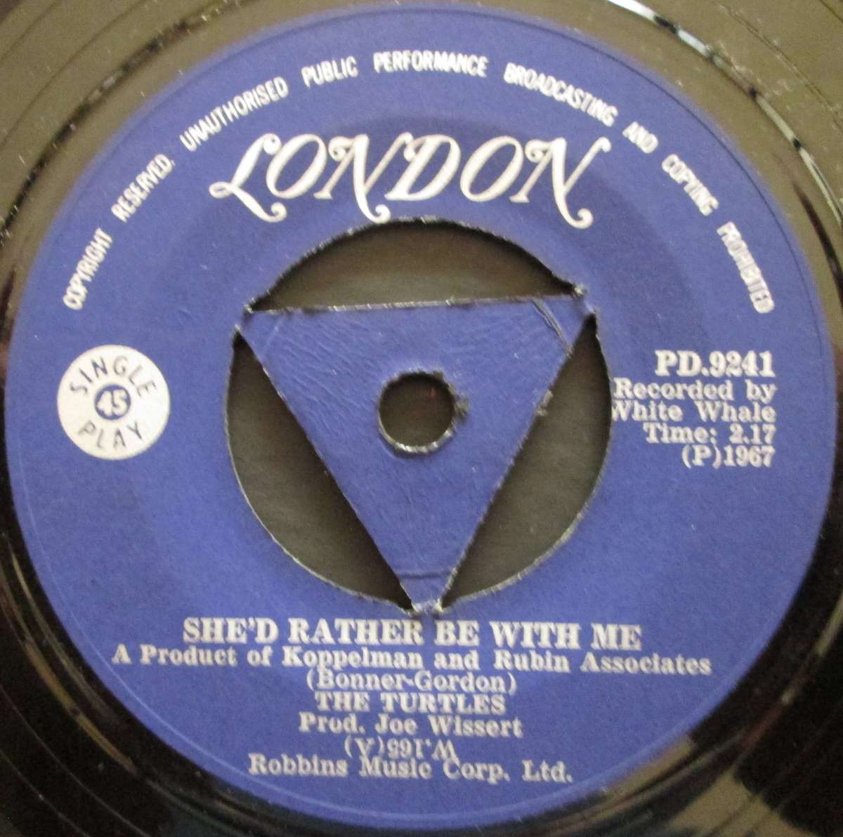 THE TURTLES - SHED RATHER BE WITH ME / THE WALKING SONG   (7 SINGLE/VINYL)