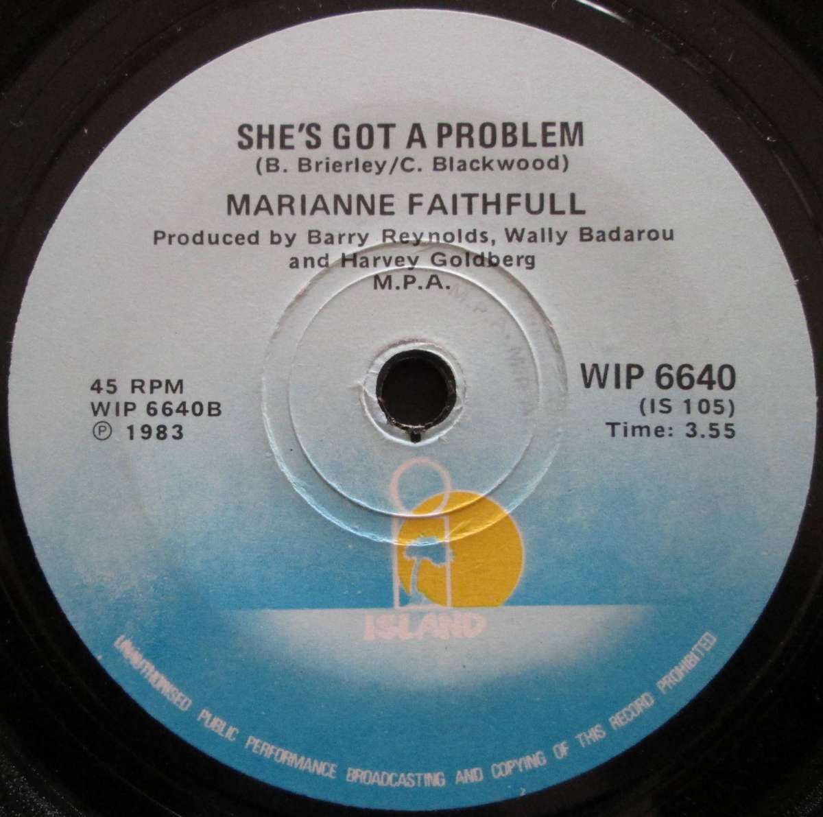 MARIANNE FAITHFULL - RUNNING FOR OUR LIVES / SHES GOT A PROBLEM (7 SINGLE/VINYL)