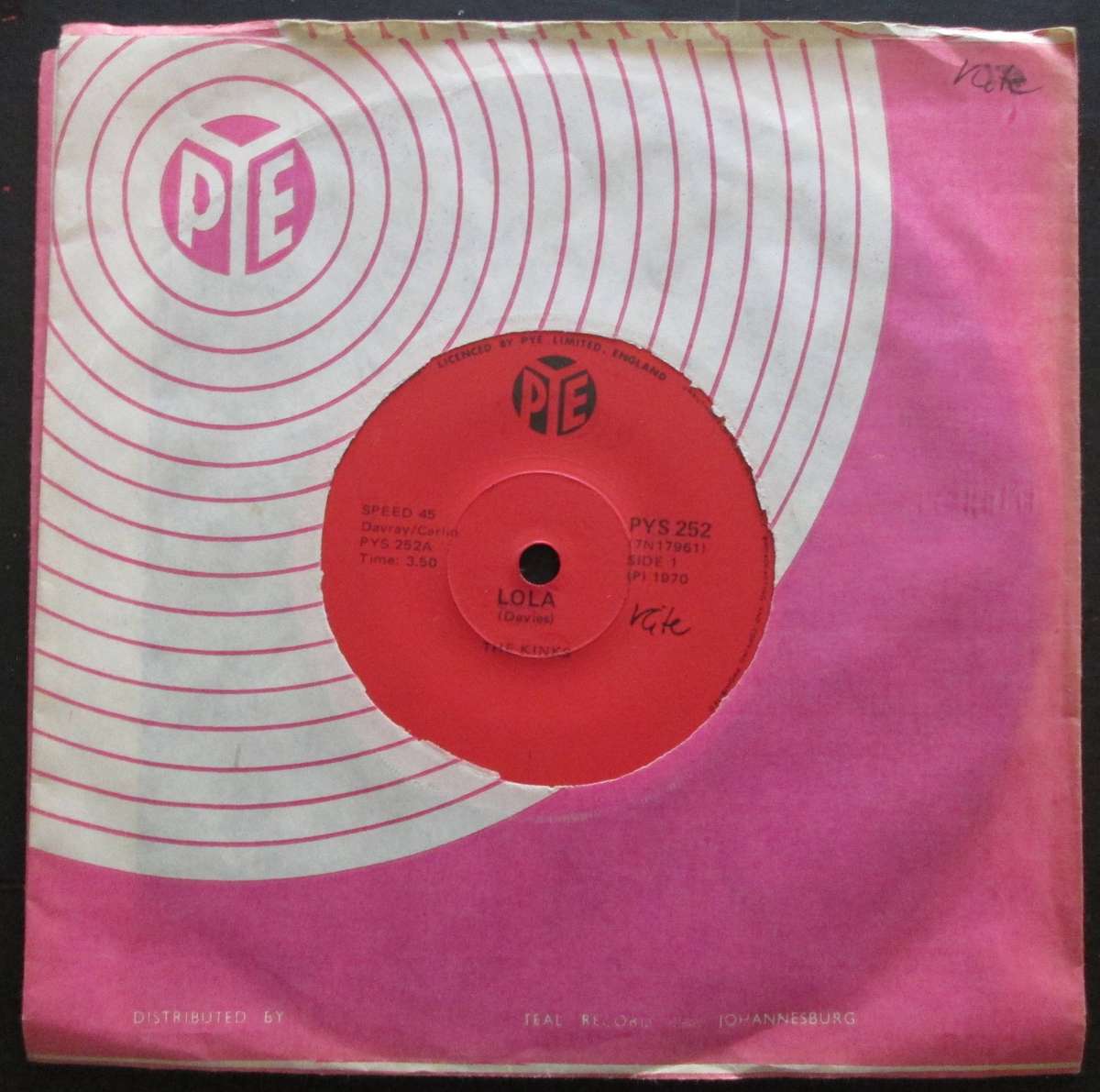 THE KINKS - LOLA / BERKELY MEWS   (7 SINGLE/VINYL)