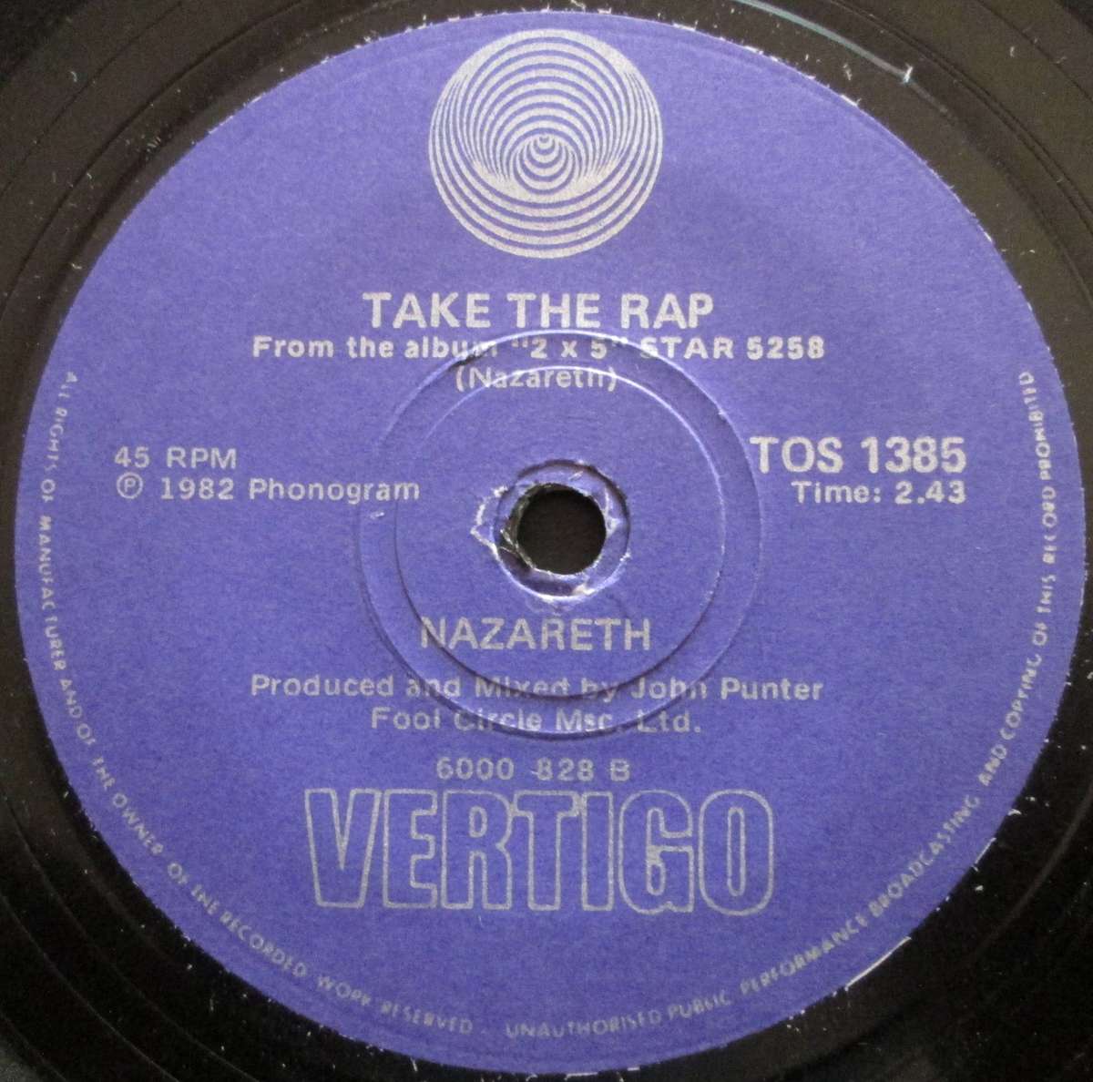 NAZARETH - LOVE LEADS TO MADNESS / TAKE THE RAP    (7 SINGLE/VINYL)