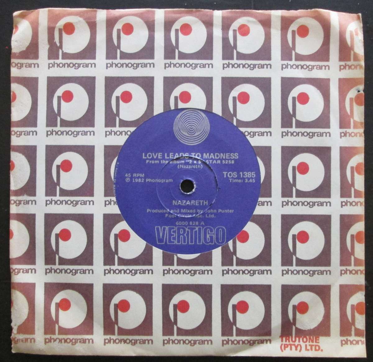 NAZARETH - LOVE LEADS TO MADNESS / TAKE THE RAP    (7 SINGLE/VINYL)