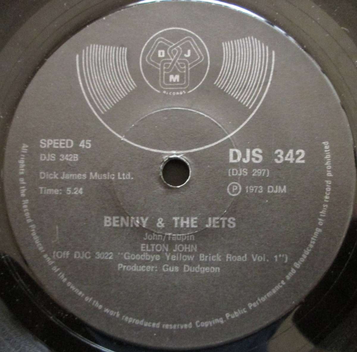 ELTON JOHN - CANDLE IN THE WIND / BENNY & THE JETS    (7 SINGLE/VINYL)