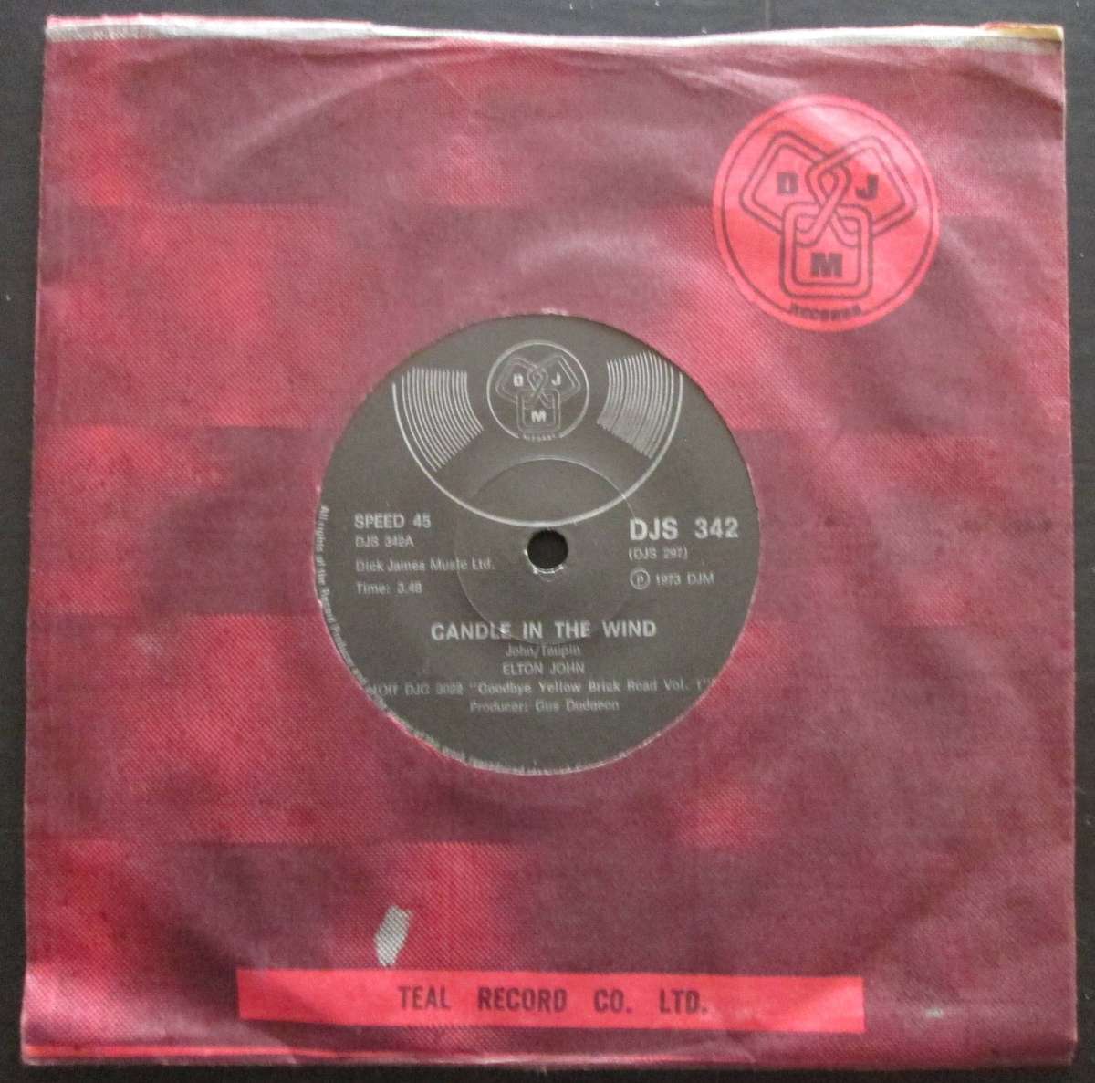 ELTON JOHN - CANDLE IN THE WIND / BENNY & THE JETS    (7 SINGLE/VINYL)