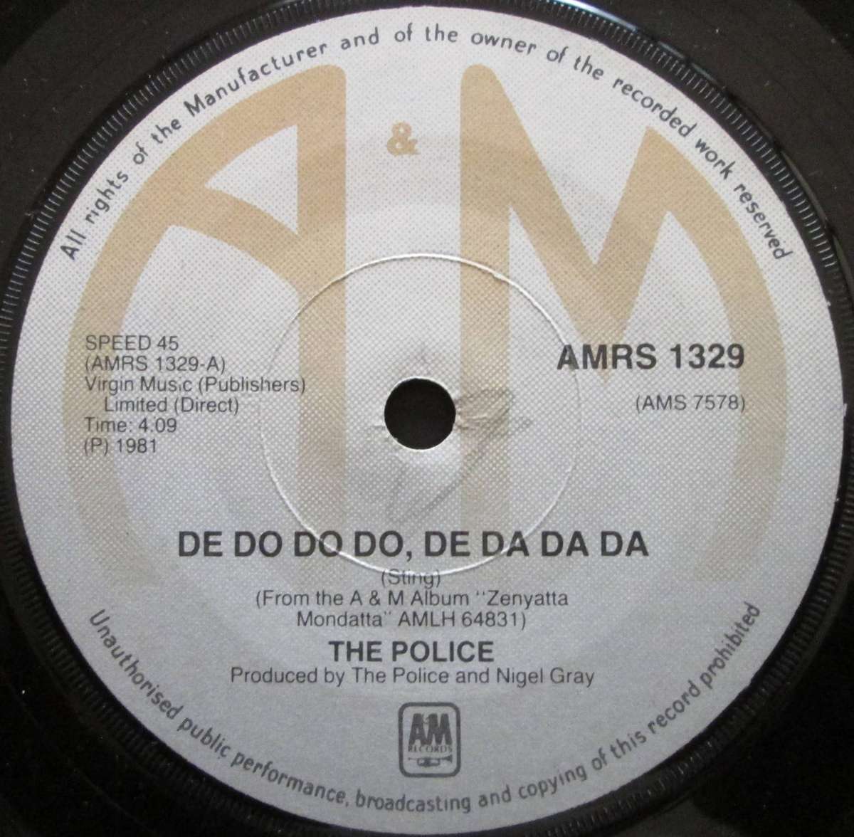 THE POLICE  - DE DO DO DO, DE DA DA DA / A SERMON    (7 SINGLE/VINYL)
