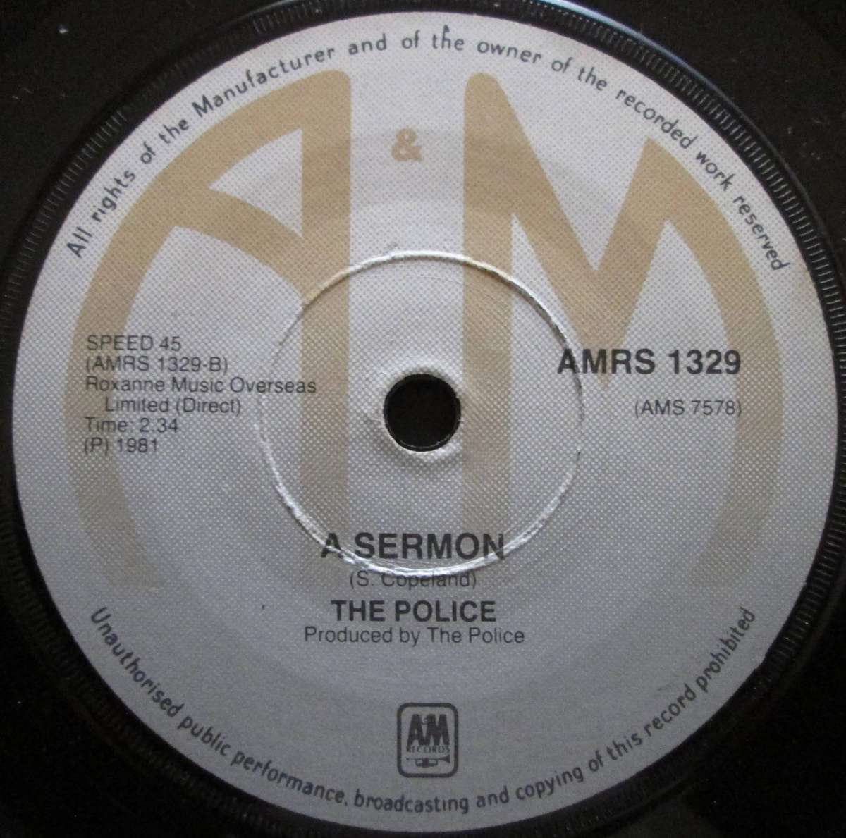 THE POLICE  - DE DO DO DO, DE DA DA DA / A SERMON    (7 SINGLE/VINYL)