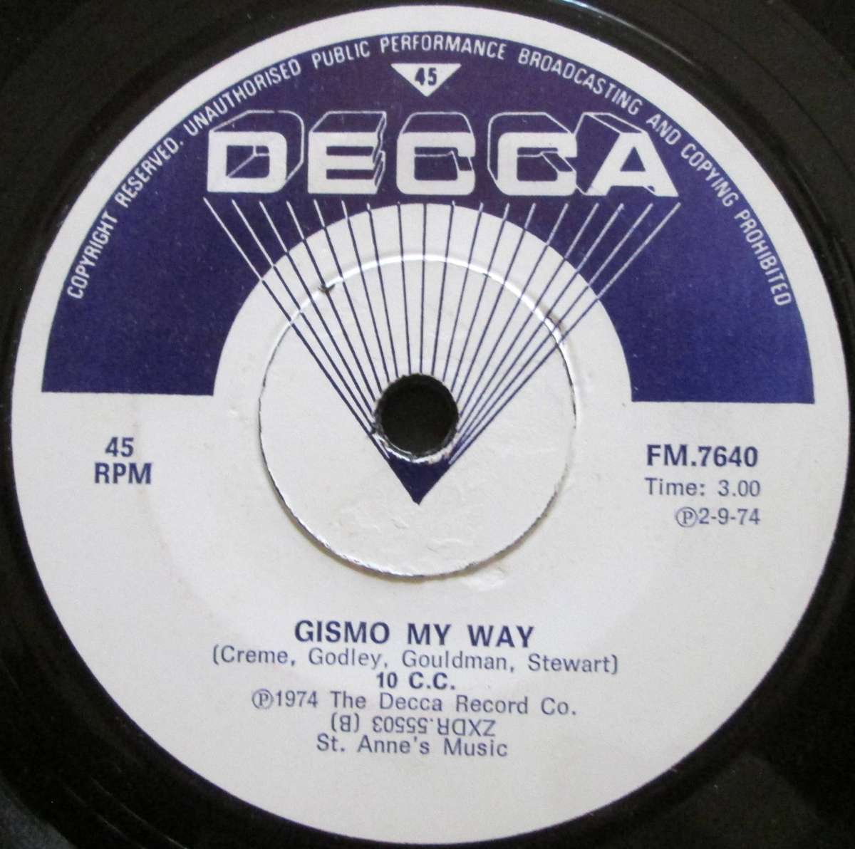 10cc - THE WALL STREET SHUFFLE / GISMO MY WAY (7 SINGLE/VINYL)