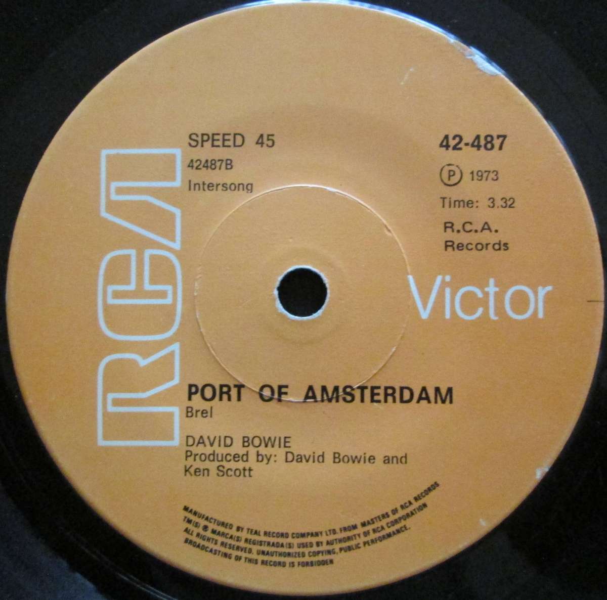 DAVID BOWIE - SORROW / PORT OF AMSTERDAM (7 SINGLE/VINYL)