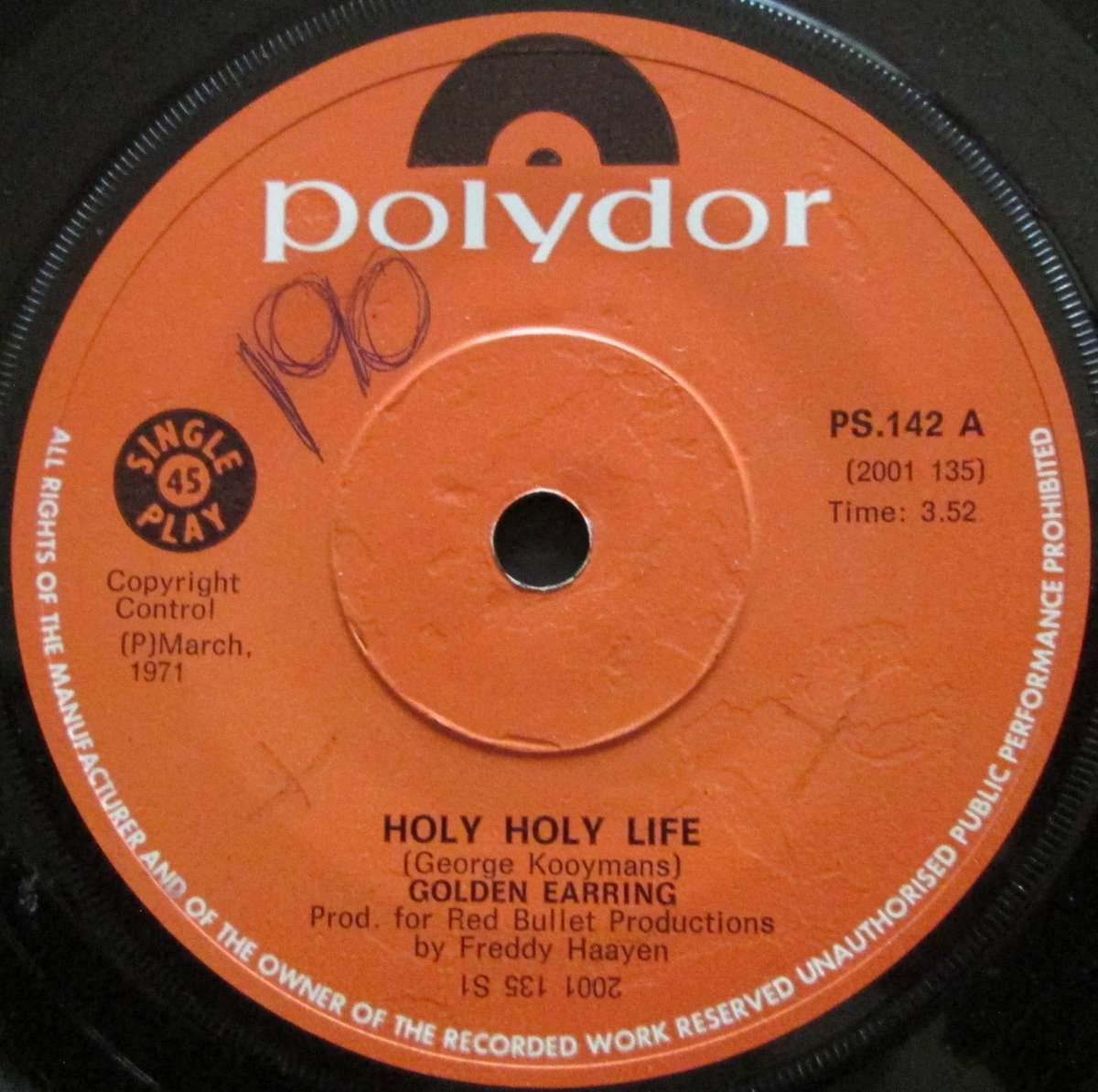 GOLDEN EARRING - HOLY HOLY LIFE / JESSICA (7 SINGLE/VINYL)