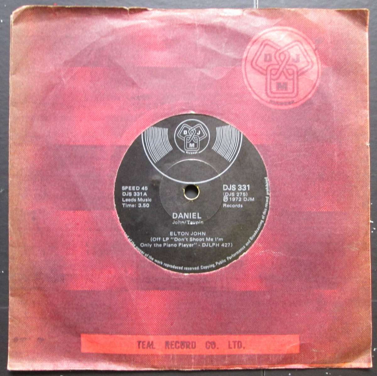 ELTON JOHN - DANIEL / SKYLINE PIGEON   (7 SINGLE/VINYL)
