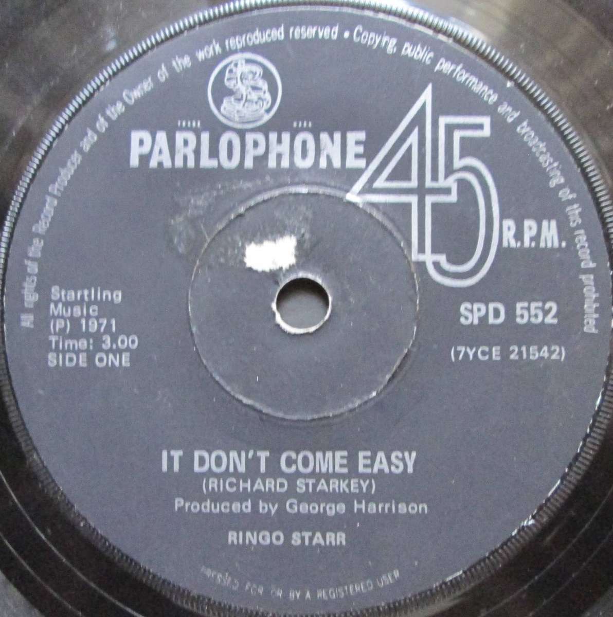 RINGO STARR - IT DONT COME EASY / EARLY 1970   (7 SINGLE/VINYL)
