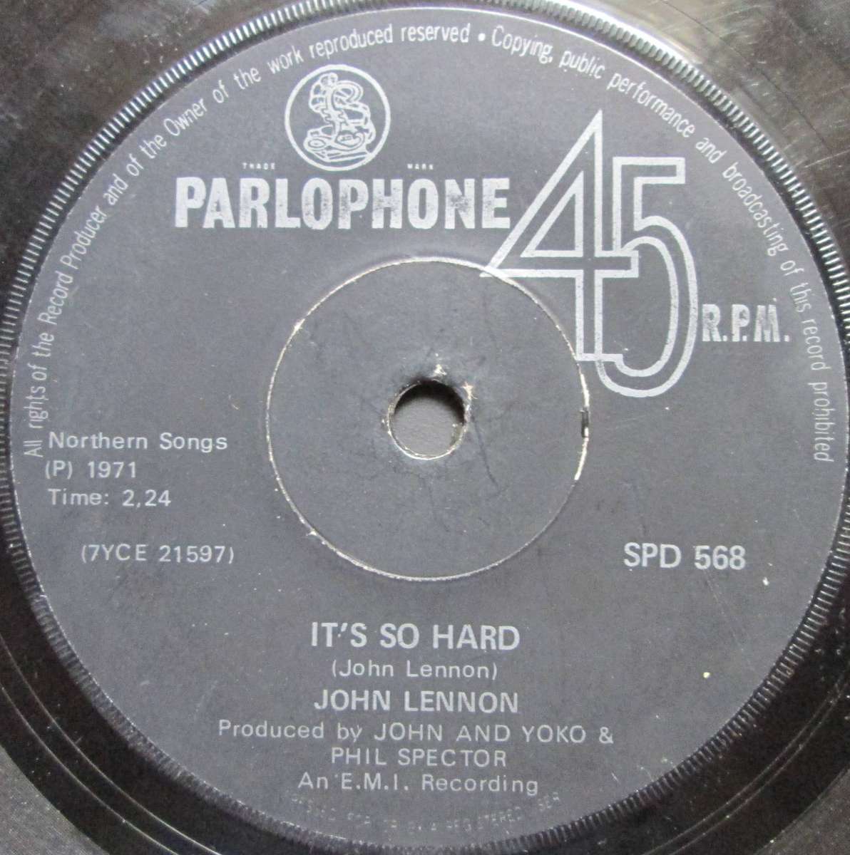 JOHN LENNON - IMAGINE / ITS SO HARD  (7 SINGLE/VINYL)