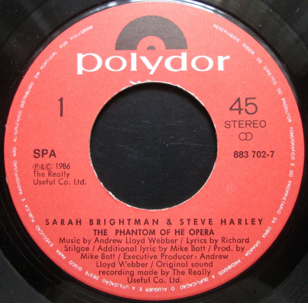SARAH BRIGHTMAN & STEVE HARLEY - THE PHANTOM OF THE OPERA (7 SINGLE/VINYL)