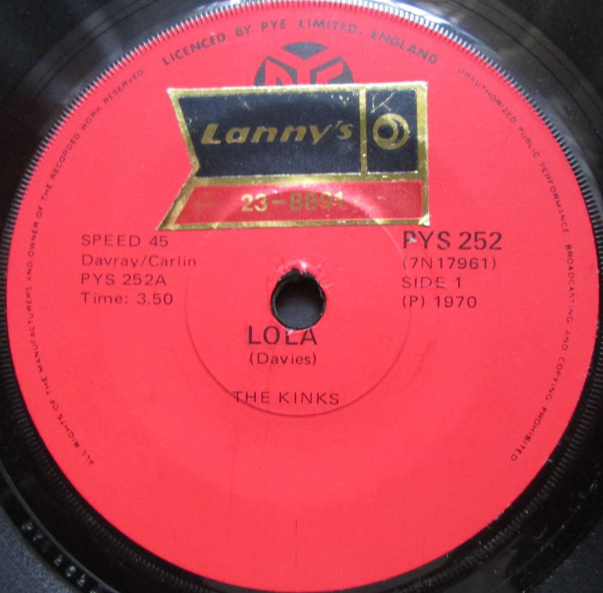 THE KINKS - LOLA / BERKELY MEWS    (7 SINGLE/VINYL)