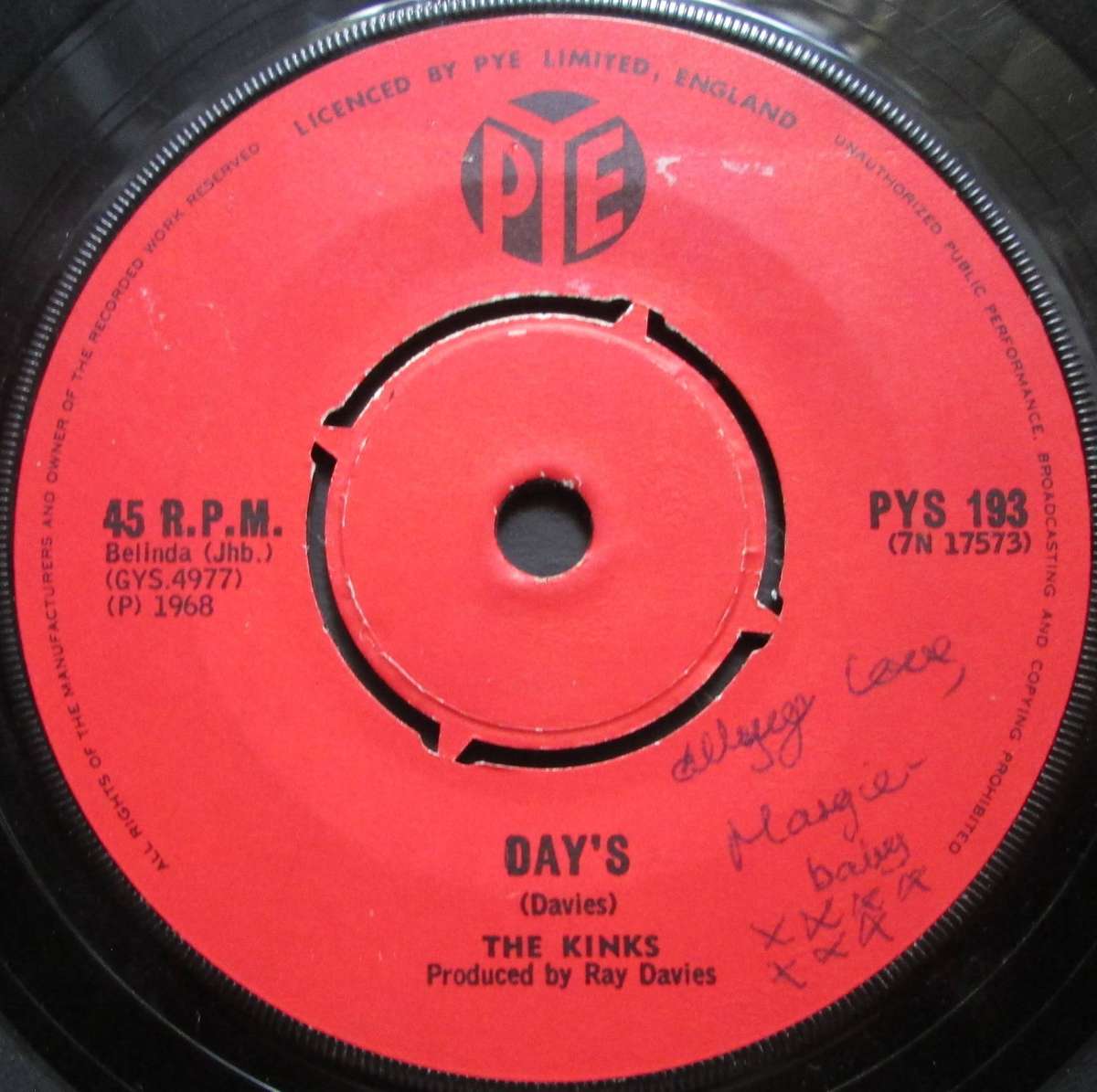 THE KINKS - DAYS / SHES GOT EVERYTHING  (7 SINGLE/VINYL)