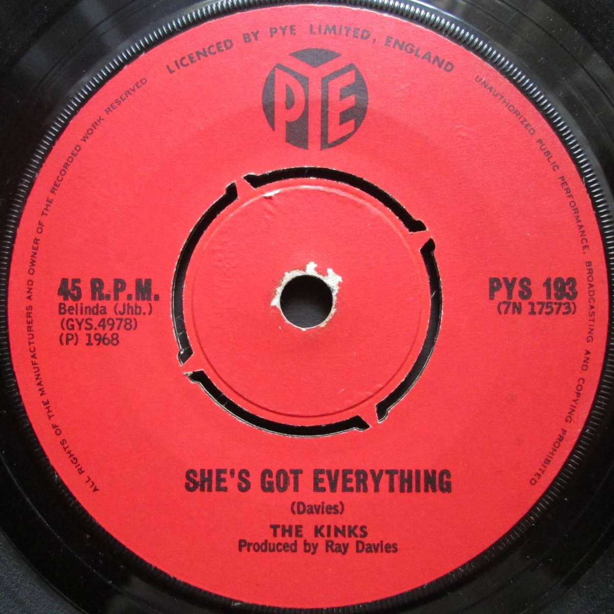 THE KINKS - DAYS / SHES GOT EVERYTHING  (7 SINGLE/VINYL)