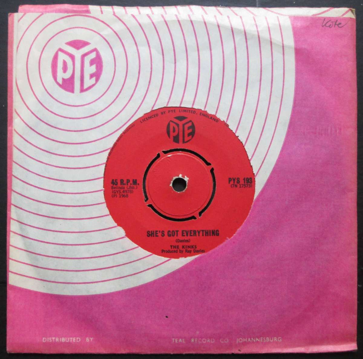 THE KINKS - DAYS / SHES GOT EVERYTHING  (7 SINGLE/VINYL)