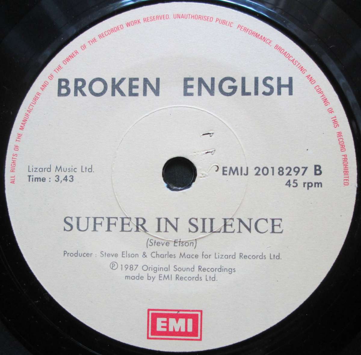 BROKEN ENGLISH - COMIN ON STRONG / SUFFER IN SILENCE   (7 SINGLE/VINYL)