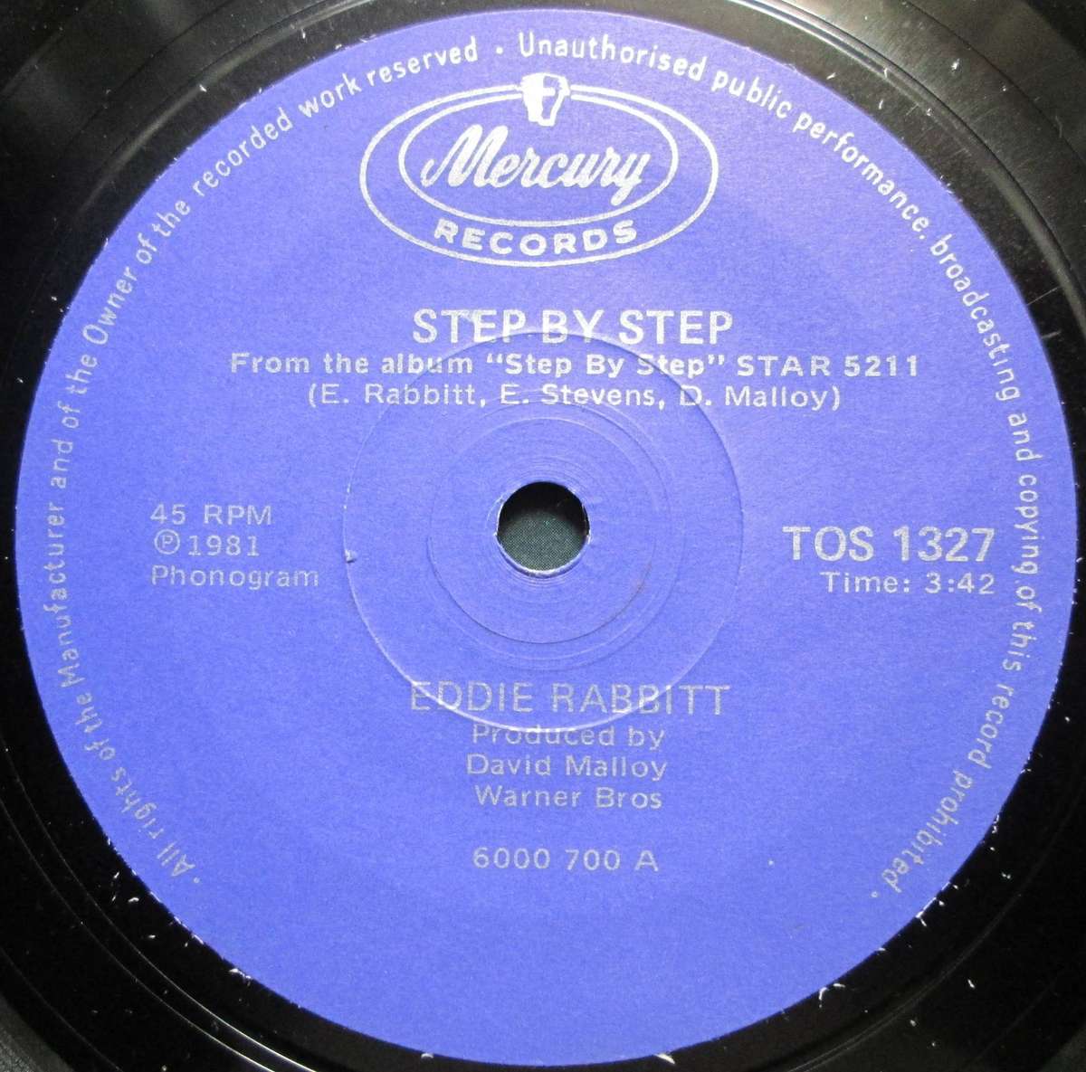 EDDIE RABBITT - STEP BY STEP / MY ONLY WISH    (7 SINGLE/VINYL)
