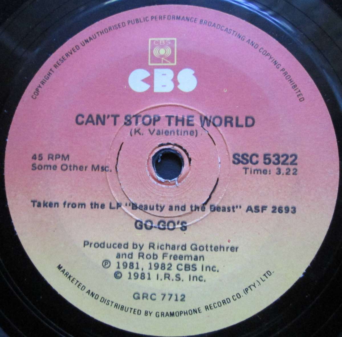 GO-GOS - WE GOT THE BEAT / CANT STOP THE WORLD    (7 SINGLE/VINYL)