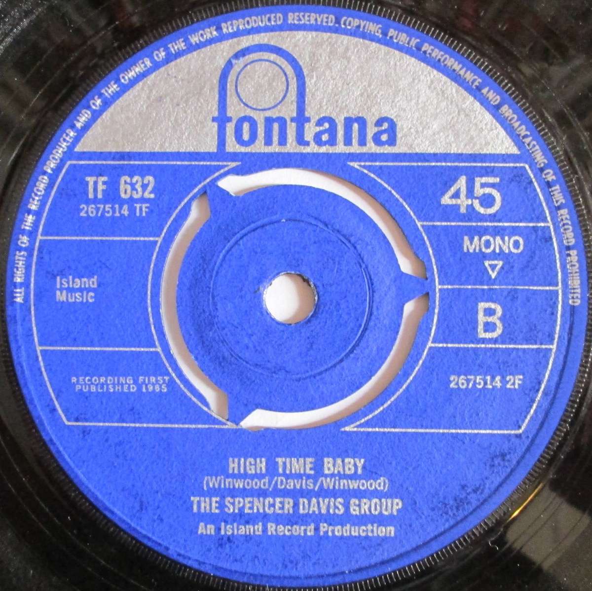 THE SPENCER DAVIS GROUP - KEEP ON RUNNING / HIGH TIME BABY (7 SINGLE/VINYL)
