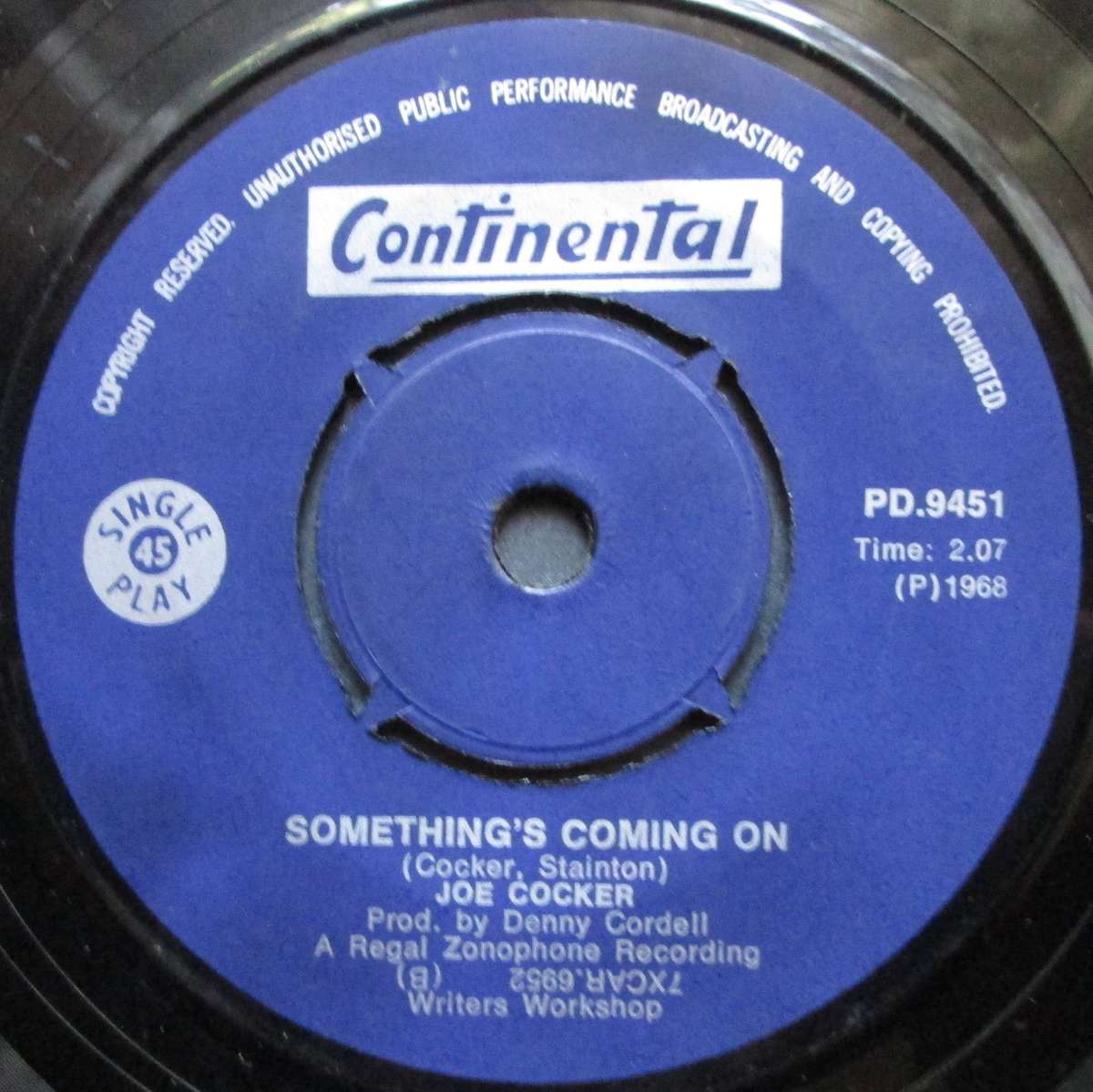 JOE COCKER - WITH A LITTLE HELP FROM MY FRIENDS / SOMETHING'S COMING ON (7 SINGLE/VINYL)