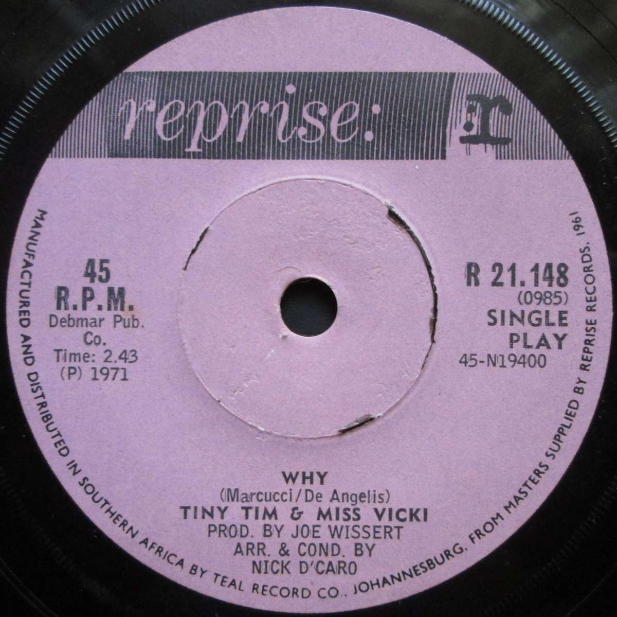 TINY TIM -   WHY / THE SPACESHIP SONG  (7 SINGLE/VINYL)