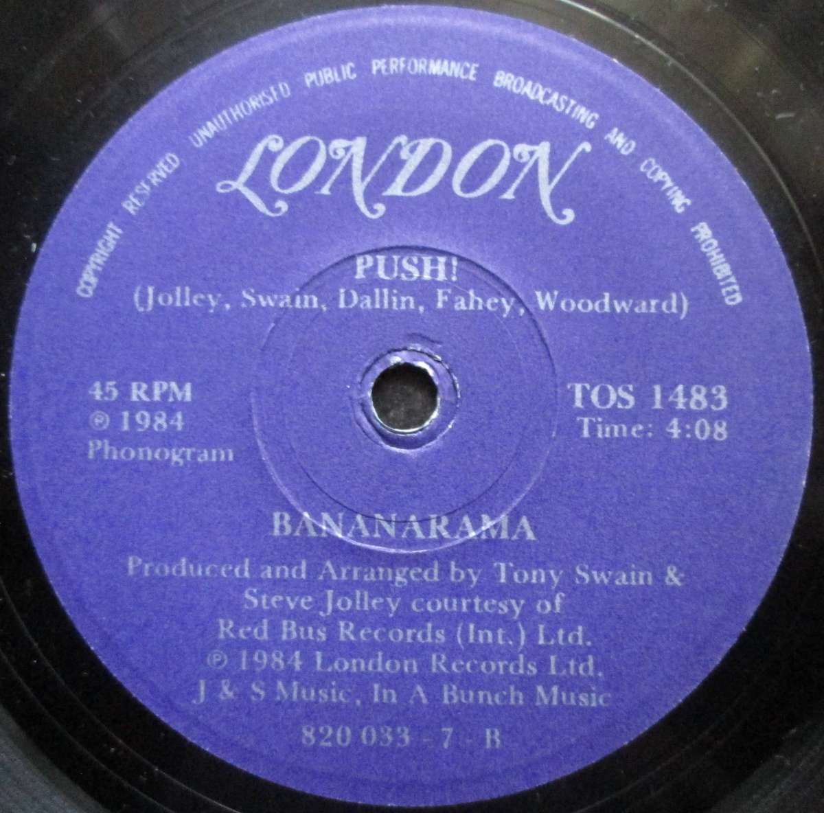 BANANARAMA - ROBERT DE NIROS WAITING / PUSH!  (7 SINGLE/VINYL)