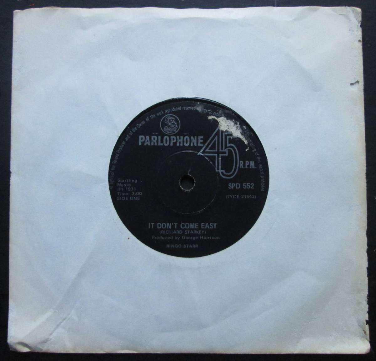 RINGO STARR - IT DONT COME EASY / EARLY 1970     (7 SINGLE/VINYL)