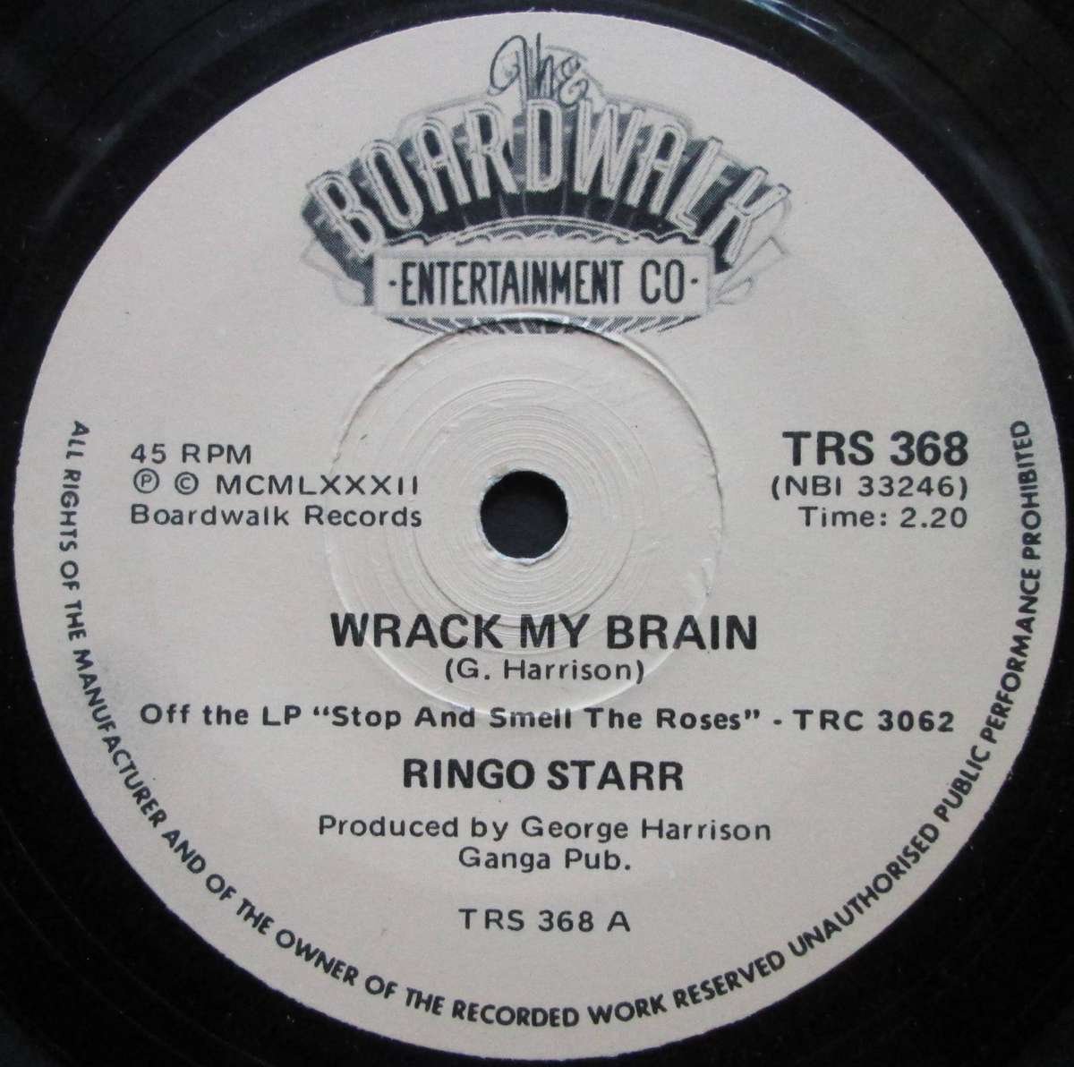 RINGO STARR - WRACK MY BRAIN / DRUMMING IS MY MADNESS    (7 SINGLE/VINYL)