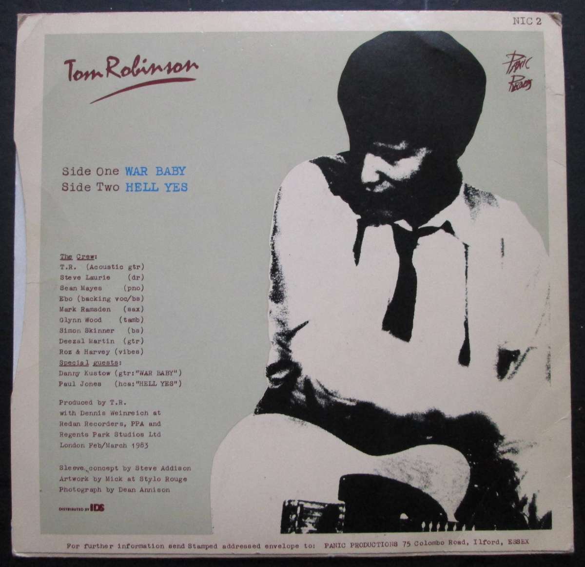 TOM ROBINSON - WAR BABY / HELL YES   (7 SINGLE/VINYL)
