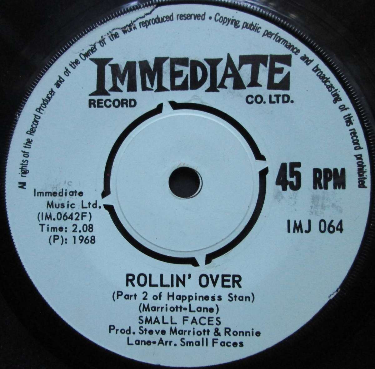 SMALL FACES - LAZY SUNDAY / ROLLIN OVER     (7 SINGLE/VINYL)