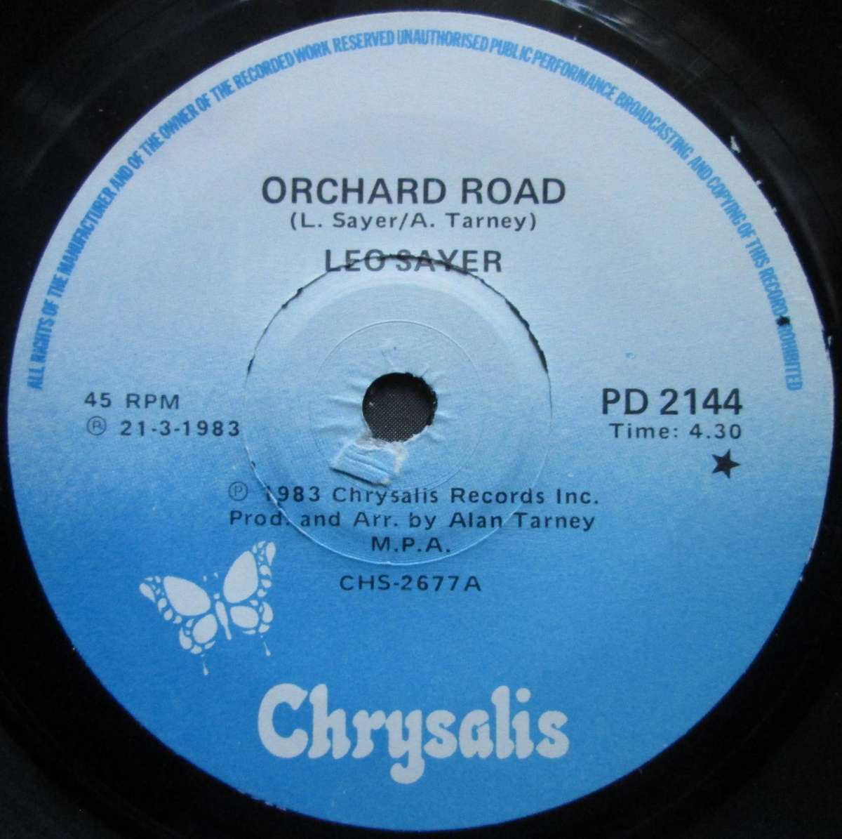 LEO SAYER - ORCHARD ROAD / GONE SOLO  (7 SINGLE/VINYL)