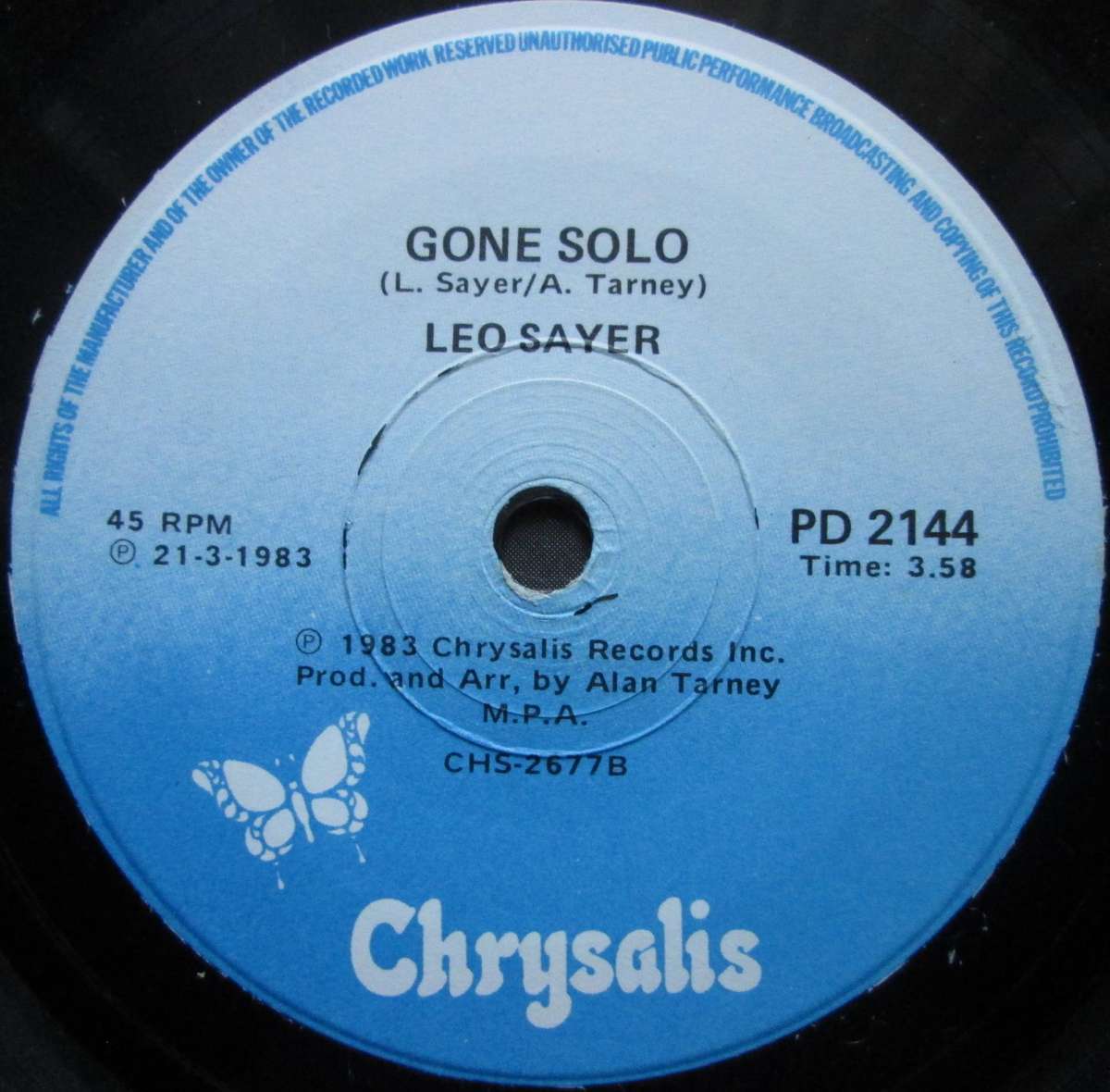 LEO SAYER - ORCHARD ROAD / GONE SOLO  (7 SINGLE/VINYL)