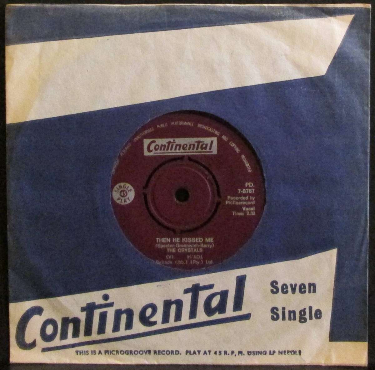 THE CRYSTALS - THEN HE KISSED ME / BROTHER JULIUS (7 INCH SINGLE/VINYL)