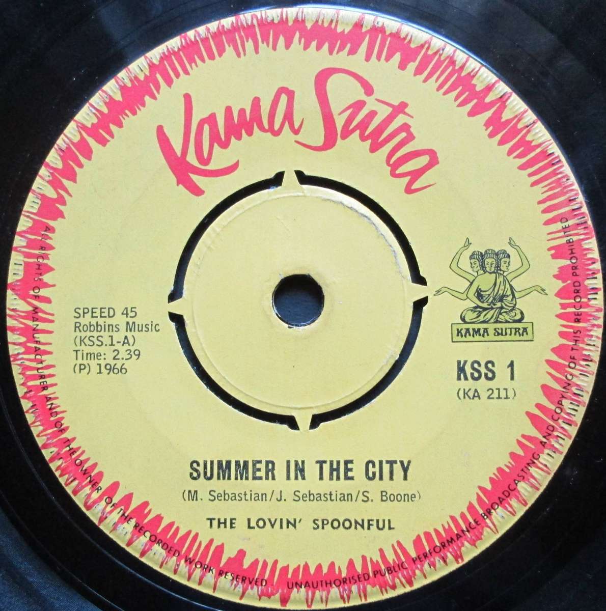 THE LOVIN SPOONFUL - SUMMER IN THE CITY / BUTCHIES TUNE (7 SINGLE/VINYL)