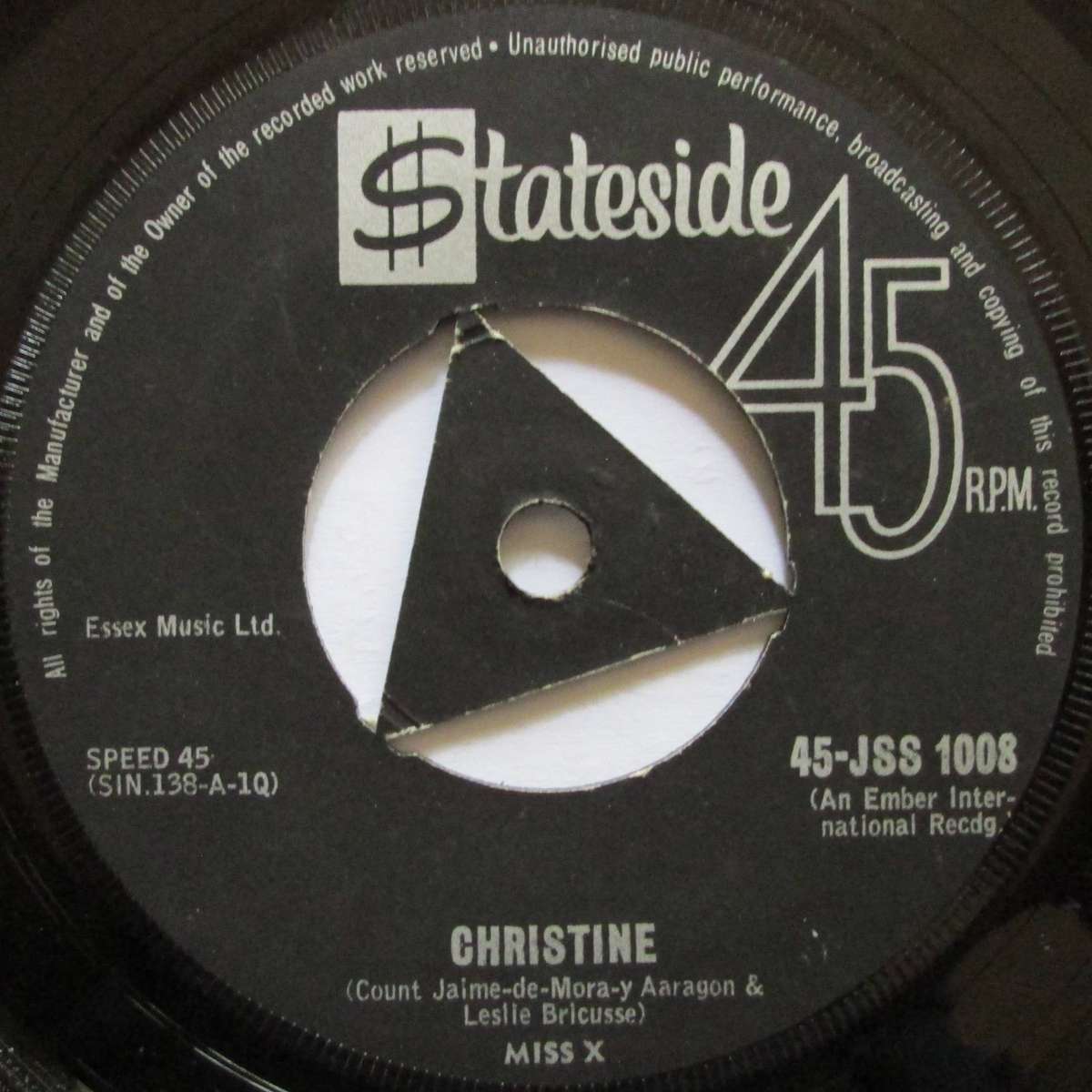 MISS X  -  CHRISTINE / S.E.X.  (7 SINGLE/VINYL)
