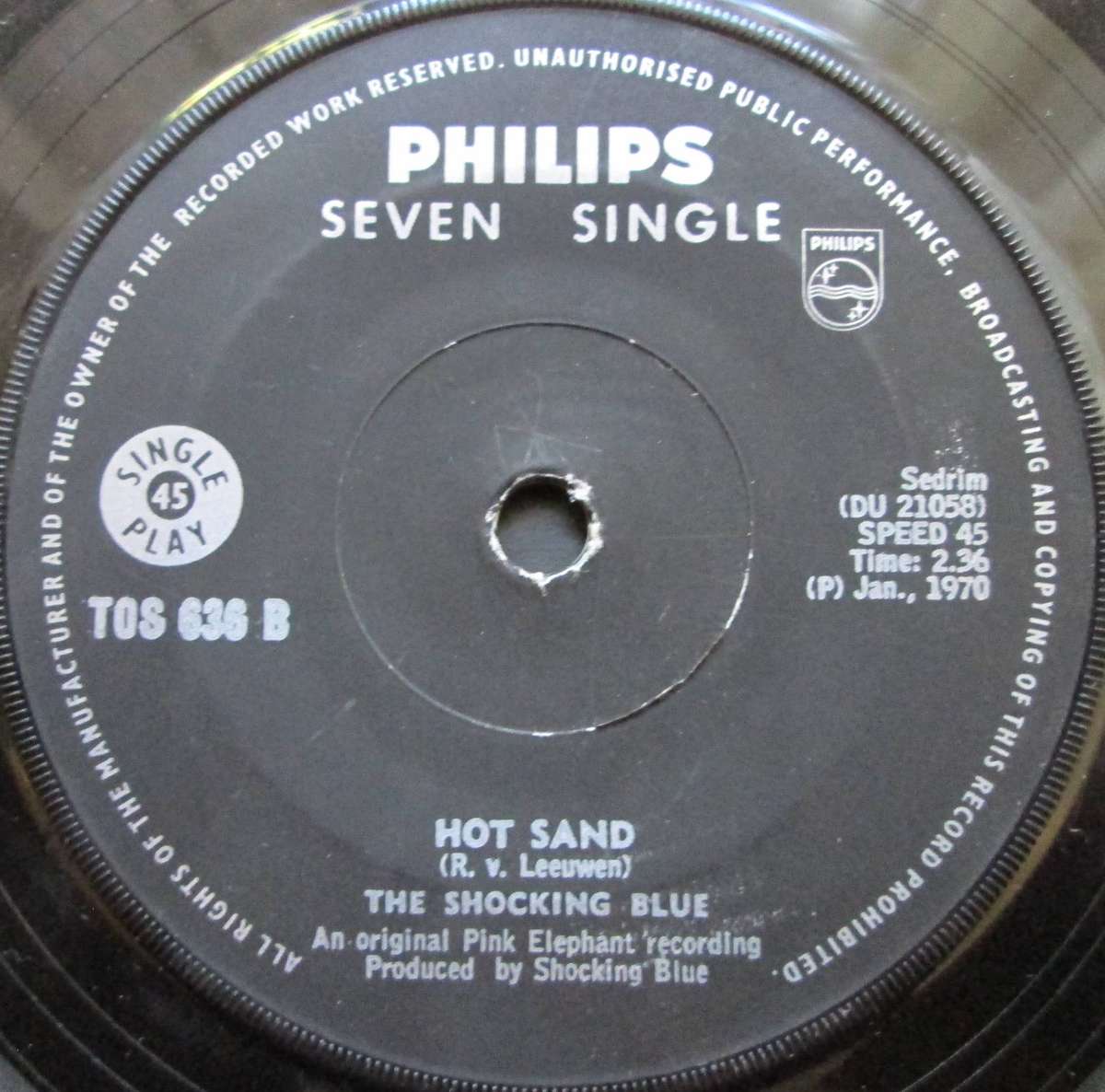 THE SHOCKING BLUE - VENUS / HOT SAND     (7 SINGLE/VINYL)