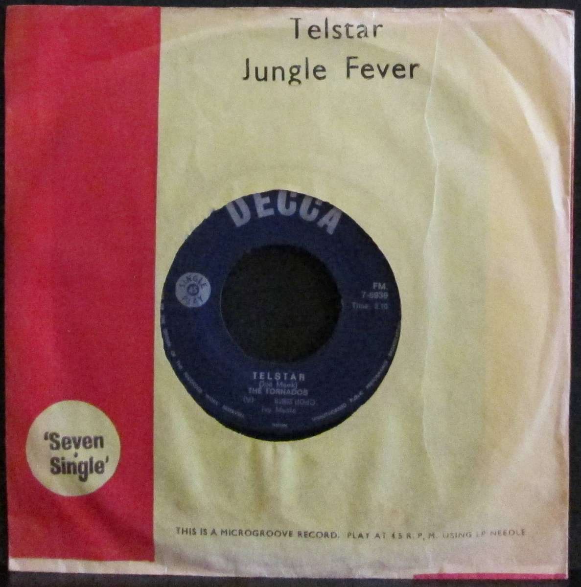 THE TORNADOS - TELSTAR / JUNGLE FEVER    (7 SINGLE/VINYL)