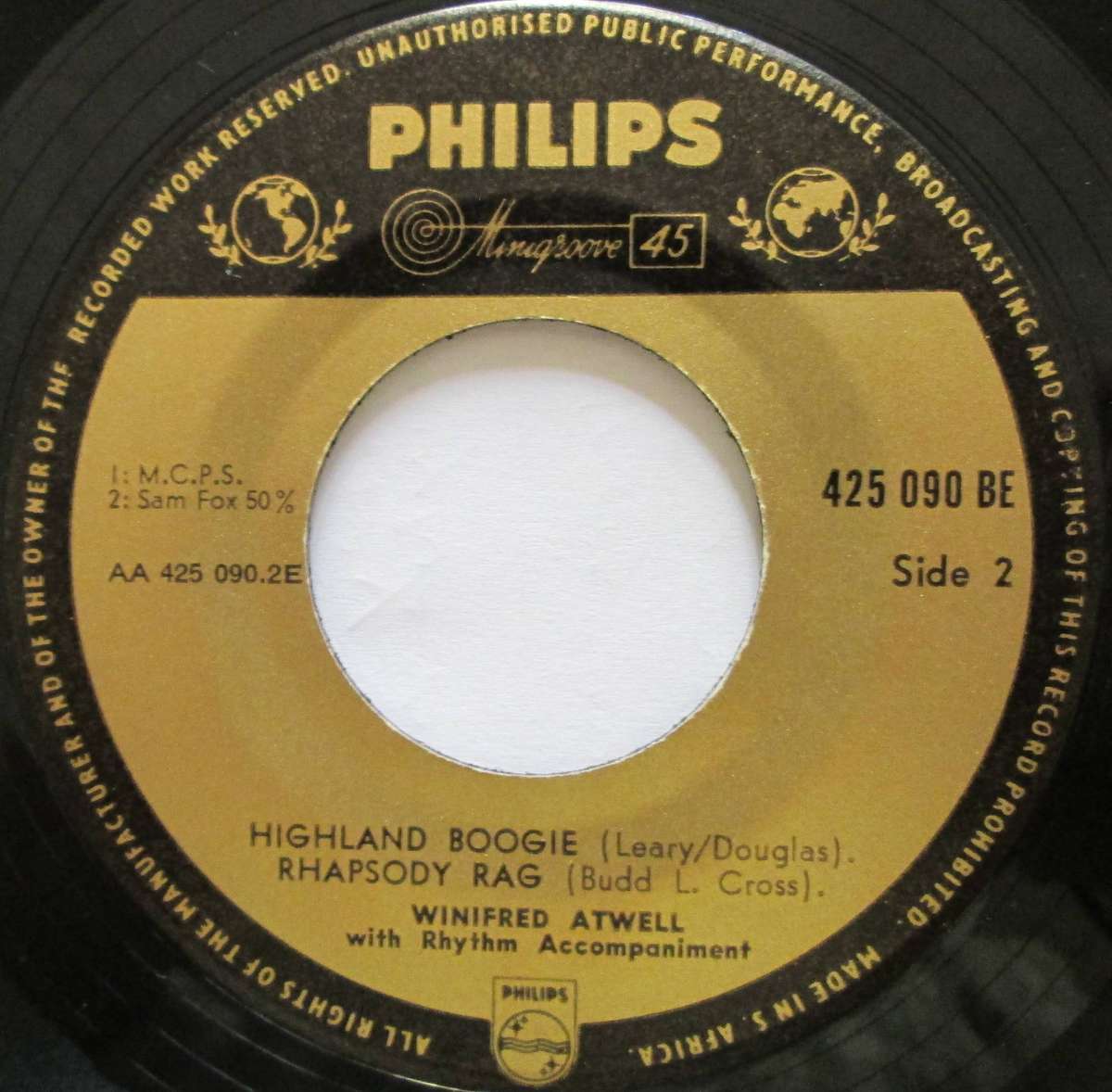 WINIFRED ATWELL - LETS HAVE ANOTHER PARTY / HIGHLAND BOOGIE / RHAPSODY RAG (7 INCH SINGLE/VINYL)