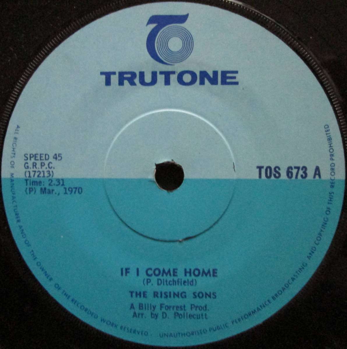 THE RISING SONS - IF I COME HOME / SUMMER AFTERNOON  (7 INCH SINGLE/VINYL)