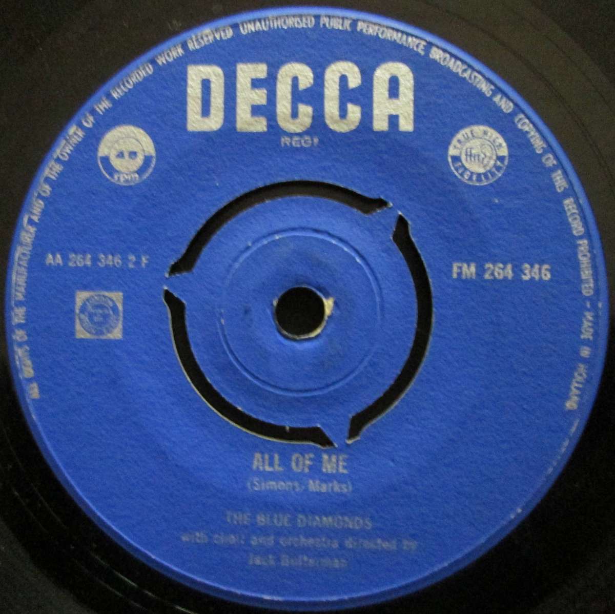 THE BLUE DIAMONDS - RAMONA / ALL OF ME  (7 INCH SINGLE/VINYL)