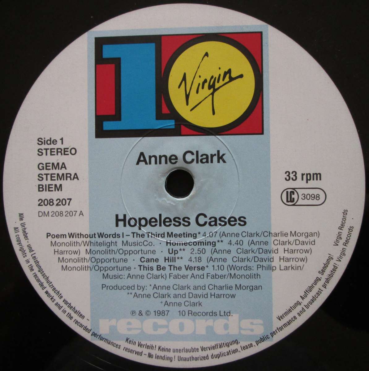 ANNE CLARK - HOPELESS CASES (LP/VINYL)