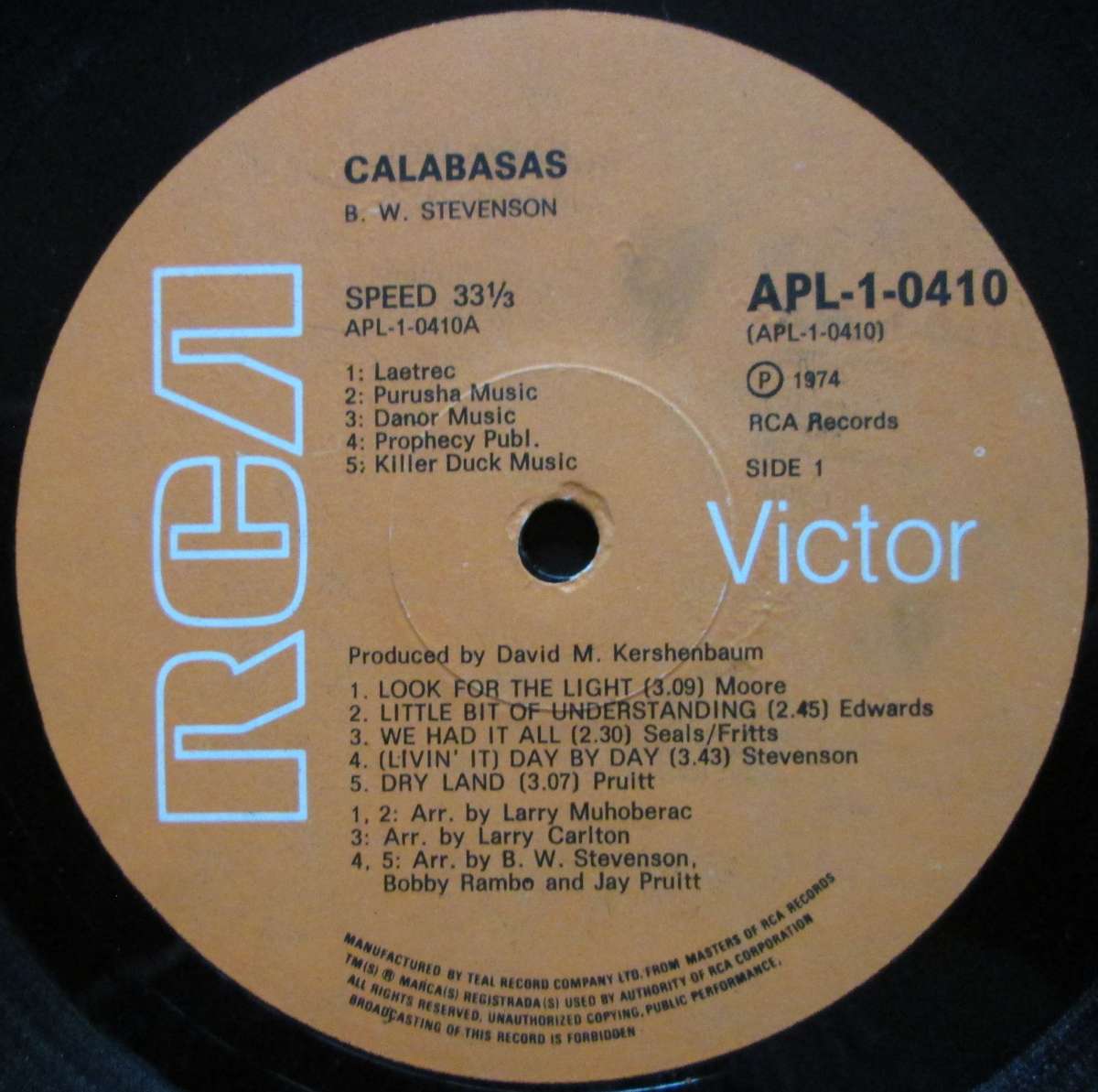 B.W. STEVENSON - CALABASAS (LP/VINYL)