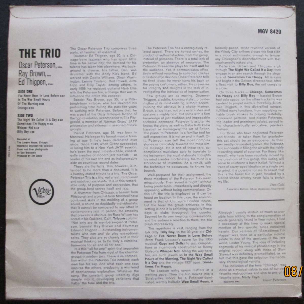 THE TRIO - OSCAR PETERSON - THE TRIO (LIVE FROM CHICAGO)  (LP/VINYL)