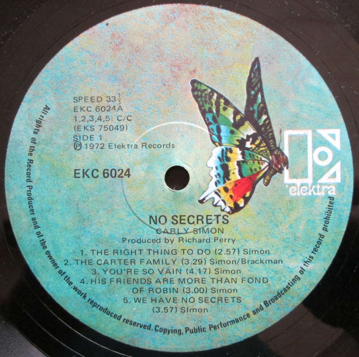 CARLY SIMON - NO SECRETS   (LP/VINYL)