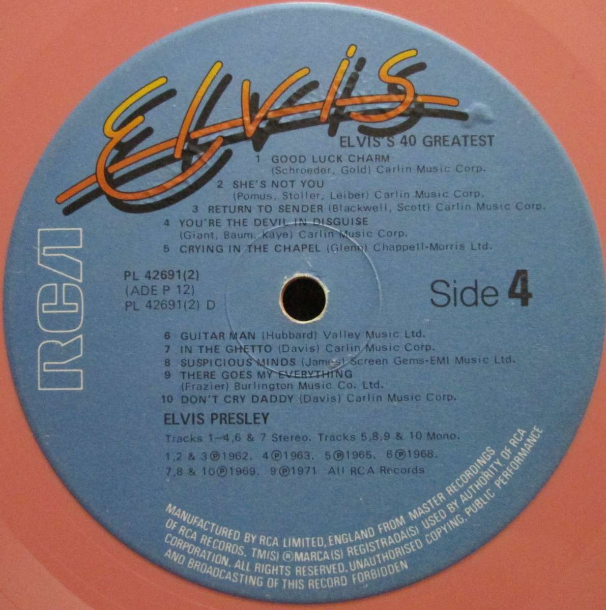 ELVIS PRESLEY - ELVIS - 40 GREATEST (SPECIAL PINK PRESSING)  (2xLP/VINYL)