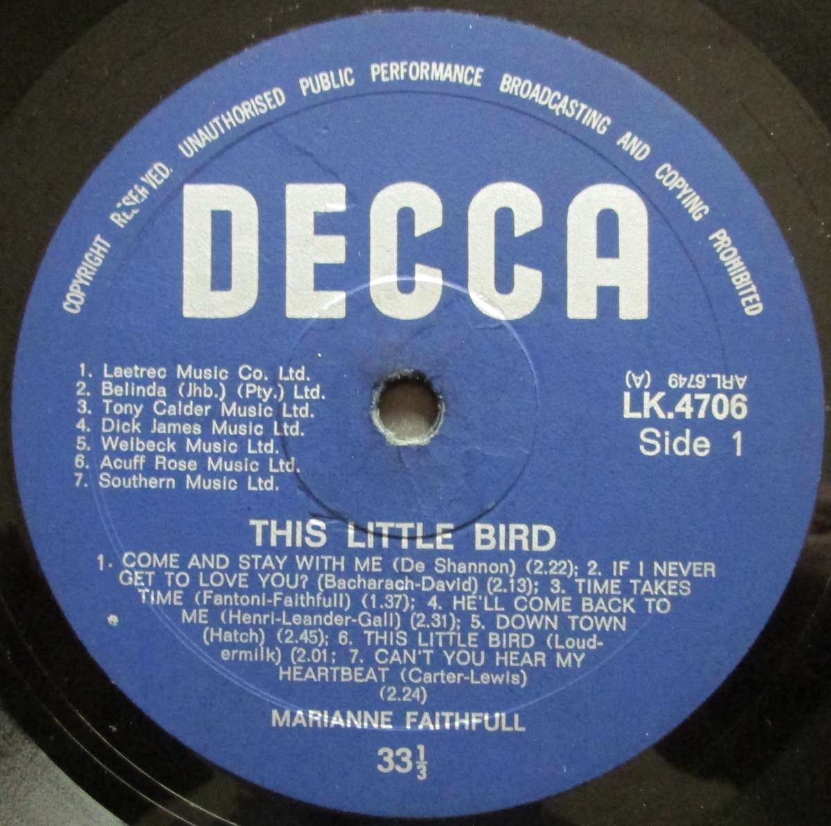 MARIANNE FAITHFULL - THIS LITTLE BIRD  (LP/VINYL)