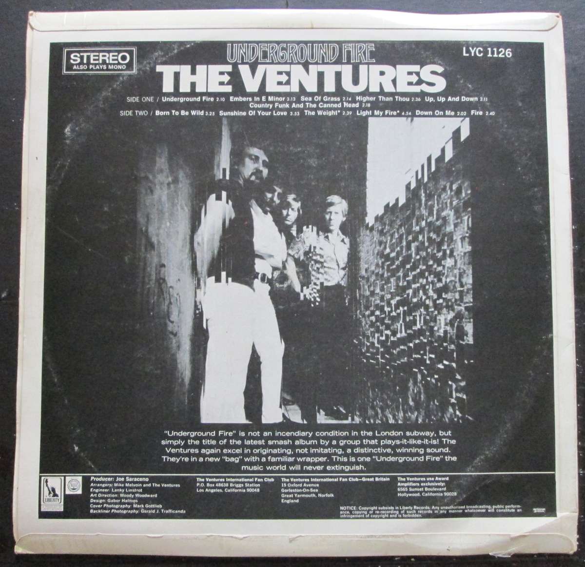 THE VENTURES - UNDERGROUND FIRE   (LP/VINYL)