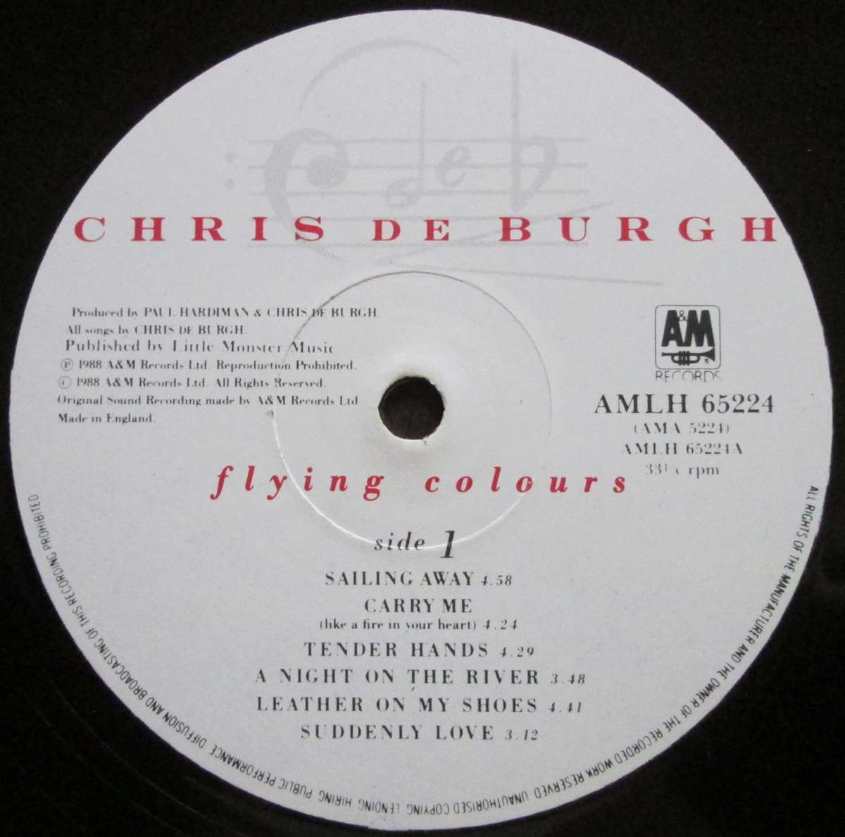 CHRIS DE BURGH - FLYING COLOURS  (LP/VINYL)