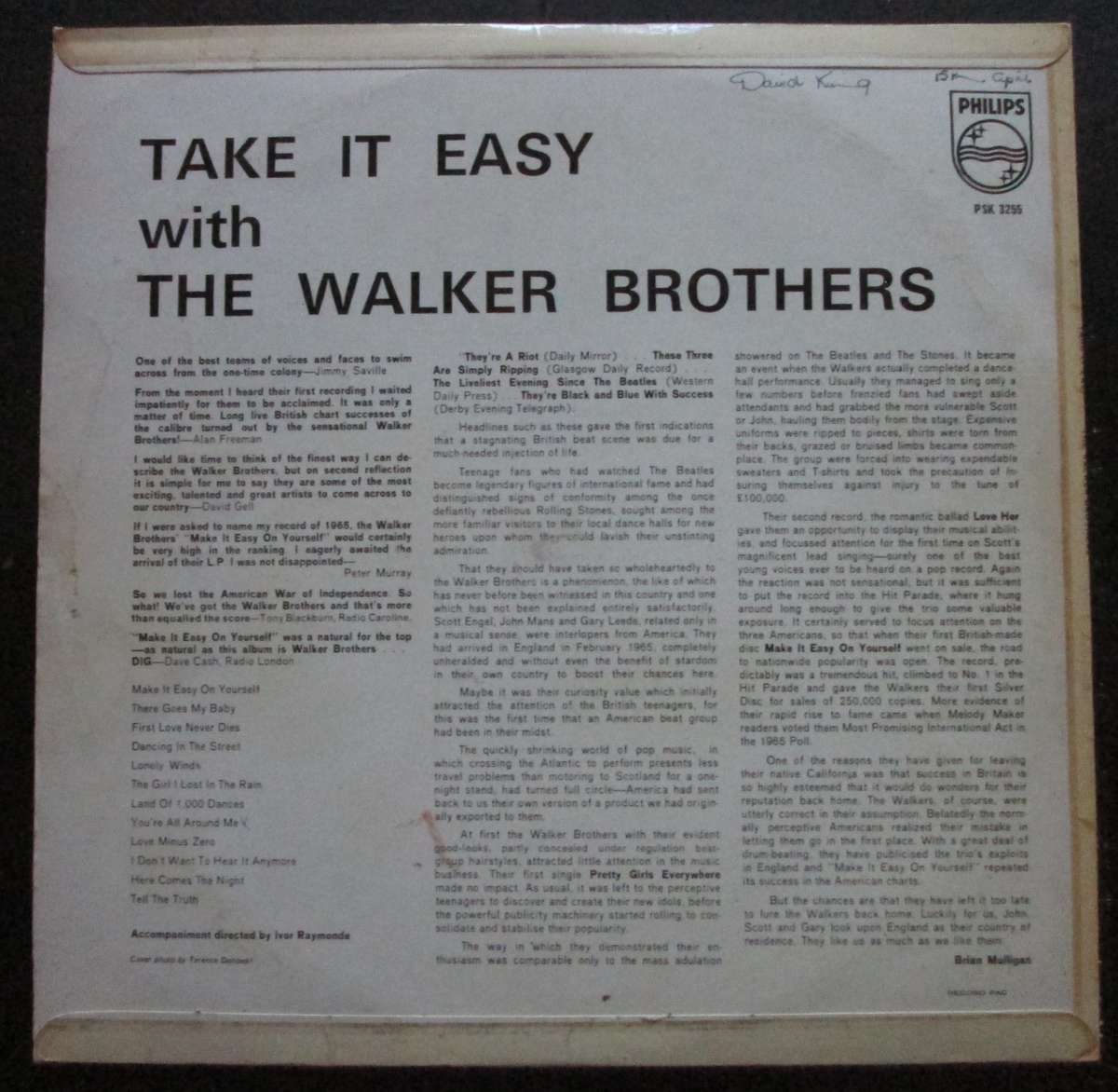 THE WALKER BROTHERS - TAKE IT EASY WITH THE WALKER BROTHERS   (LP/VINYL)